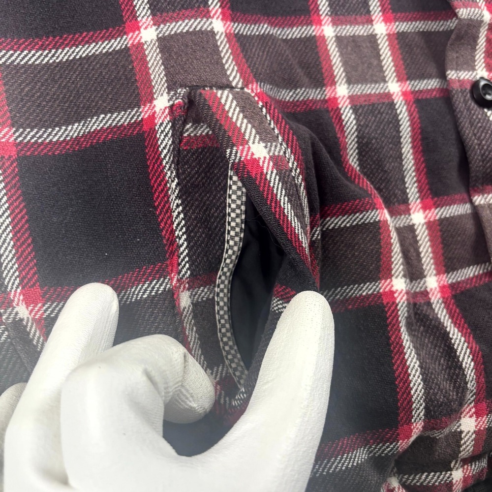 Vans off The Wall Flannel Shacket Mens M Black Red Plaid Lined Pockets Button-Up - Picture 4 of 11